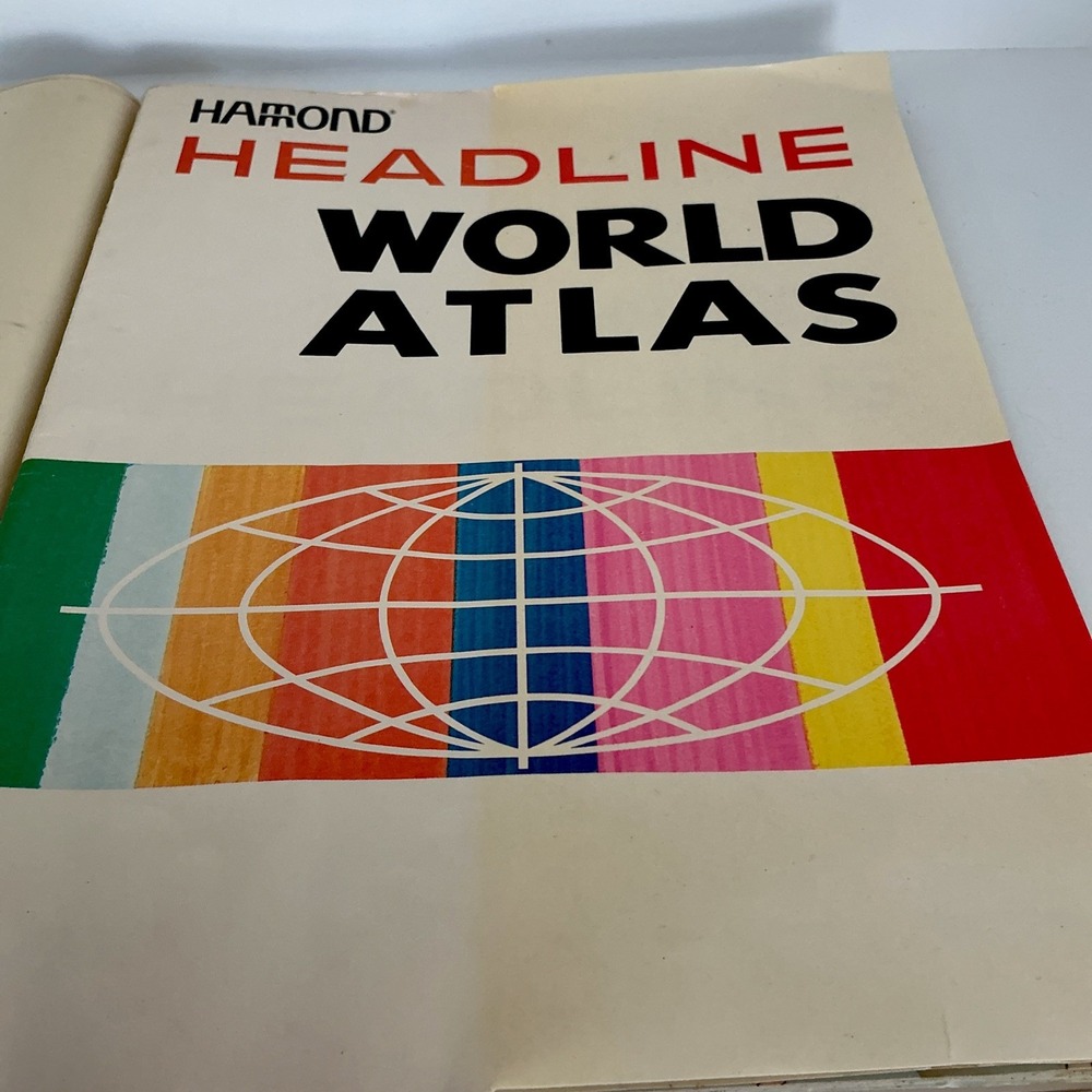 Vintage 1967 Hamond Headline World Atlas Paperback With Vinyl Cover